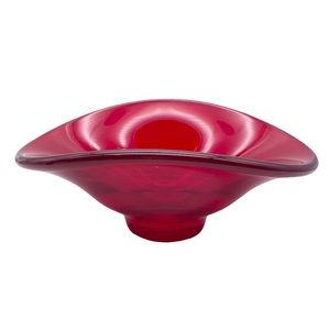 Vintage red glass Murano style art glass bowl trinket dish